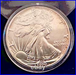 1990 United States Silver Eagle 1 Dollar 1oz Fine. 999 Silver