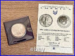 1990 United States Silver Eagle 1 Dollar 1oz Fine. 999 Silver