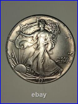 1991 American Eagle Dollar 1 Oz Silver One Dollar Size 31.25 BU