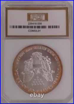 1991 Silver Eagle $1 One Dollar Coin MS68 in PCI Holder 1oz Neon Yellow Toning