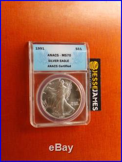 1991 Silver Eagle Anacs Ms70 Better Date Stunning Coin. See All My Others