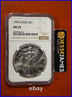 1992 $1 American Silver Eagle Ngc Ms70 Classic Brown Label