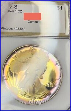 1992-S Silver Eagle Proof PCI Rainbow Toning