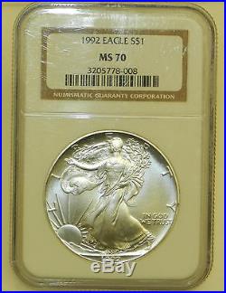 1992 Silver Eagle MS70 NGC American $1 RARE CONDITION 1 OZ