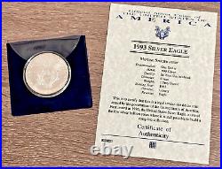 1993 United States Silver Eagle 1 Dollar 1oz Fine. 999 Silver