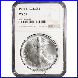 1994 $1 American Silver Eagle NGC MS69 Brown Label