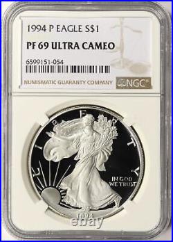 1994-P Proof $1 American Silver Eagle NGC PF69 Ultra Cameo