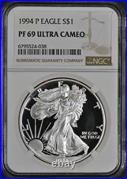 1994 P Proof Silver Eagle Ngc Pf 69