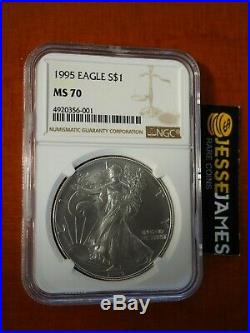 1995 $1 American Silver Eagle Ngc Ms70 Classic Brown Label