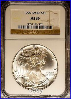 1995 $1 Silver American Eagle MS 69 NGC # 3551151-302 + Bonus
