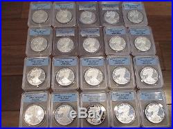 1995-2015 PR70DCAM Silver Eagle Proof Coin Collection 20 All Graded PF70DCAM