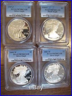 1995-2015 PR70DCAM Silver Eagle Proof Coin Collection 20 All Graded PF70DCAM