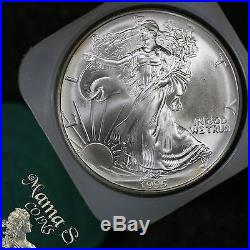 1995 Original BU Roll. 999 Fine Silver American Eagle Dollar 1 Oz. 20 US Coins