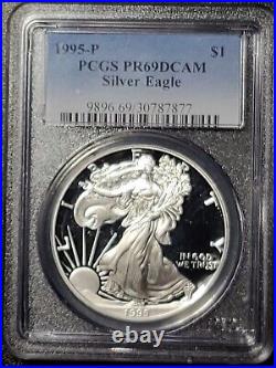 1995 P American Silver Eagle Dollar PR69DCAM PCGS Proof 69 Deep Cameo