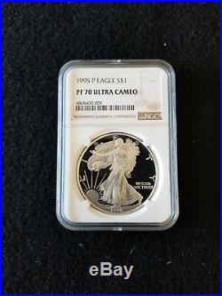 1995 P PROOF SILVER AMERICAN EAGLE PF-70 NGC UCAM (Brown Label)