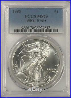 1995 Pcgs Ms70 Silver American Eagle Mint State 1 Oz. 999 Fine Bullion
