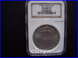 1995 Silver Eagle Flawless- Ngc Ms70