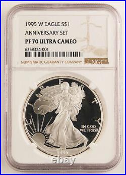 1995 W 10th Anniversary American 1 Oz Silver Eagle Proof Coin NGC PF70 KEY DATE
