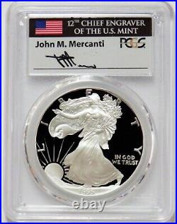 1995 W American Silver Eagle Mercanti Signed Proof Anniversary Pcgs Pf 70 Dcam