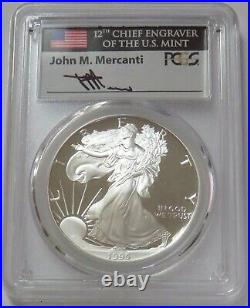 1995 W American Silver Eagle Mercanti Signed Proof Anniversary Pcgs Pf 70 Dcam