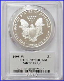 1995 W American Silver Eagle Mercanti Signed Proof Anniversary Pcgs Pf 70 Dcam