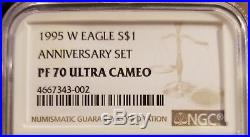 1995 W NGC PF70 10th Anniversary Proof Silver Eagle RARE RARE KING