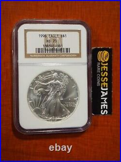 1996 $1 American Silver Eagle Ngc Ms70 Classic Brown Label