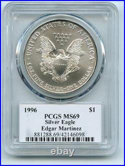 1996 $1 American Silver Eagle PCGS PSA MS69 Legends of Life Edgar Martinez