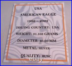 1996 USA American Eagle Silver One Dollar $1 Coin In Quad Capsule Box & Coa