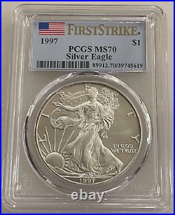 1997 $1 Silver Eagle PCGS MS70 First Strike Pop 29 only