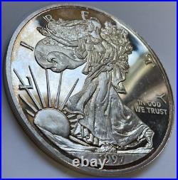 1997 ONE HALF POUND. 999 Fine Silver Giant American Silver Eagle Design TONED