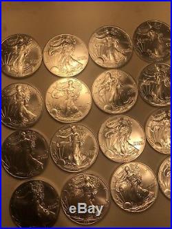 1998 1 oz Silver American Eagle Roll Of 20 Brilliant Uncirculated Coins