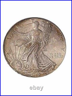1998 American Silver Eagle Dollar $1 Coin UNC Beautifully Toned