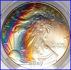 1998 American Silver Eagle PCGA MS68 REAL Rainbow Toned Vibrant Vivid Color