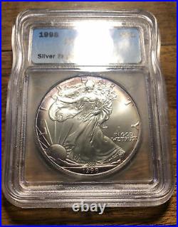 1998 MS69 ICG American Silver Eagle Nice Toning 1 Oz. 999 Fine Silver Tone A1963