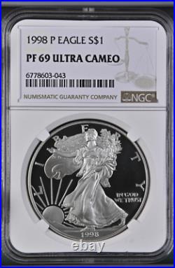 1998 P Proof Silver Eagle Ngc Pf 69