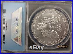 1999 Ms-70 Lady Liberty Silver Eagle Dollar 1 Troy Oz. Rare Pop 65 Of 7,480,000