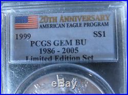 1999 Pcgs Gem Bu Lady Liberty Silver Eagle Dollar 1 Oz Very Very Very Rare