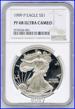 1999 P American Eagle 1 oz Silver Dollar NGC PF68 Ultra Cameo Certified DN110