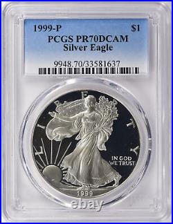 1999-P American Silver Eagle PCGS Proof-70 Deep Cameo