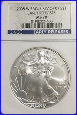 $1 2008 W Burnished Silver Eagle with2007 Reverse NGC MS70 ER Sale Ended