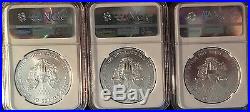 $1 2016 3 Coin Set (P) (S) (W) Silver Eagles NGC MS70 Low Population Reports