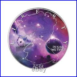1 $ Dollar Glowing Galaxy Edition IV American Silver Eagle USA 1 Oz Silver 2022