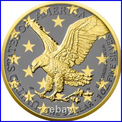 $1 Dollar Golden Ring Edition American Silver Eagle USA 1 oz Silver 2024