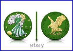 1 Dollar Space Metals Edition IV American Silver Eagle GREEN Hologram USA 2023