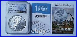 1 oz American Silver Eagle Coin Missouri State Label ASE MS70 2022