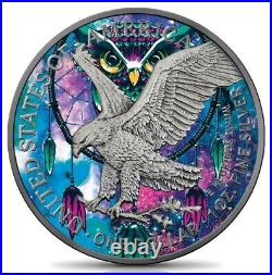 1 oz Silver American Eagle Spirit Animals The Owl Colorized & Antique finish 1 oz Silver American Eagle Spirit Animals The Owl Colorized & Antique finish