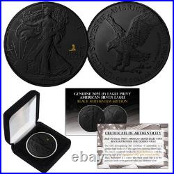 1 oz Silver Coin 2025 US Eagle with Eagle Privy Black Ruthenium Gold Privy