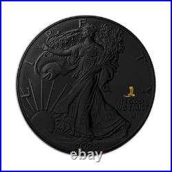 1 oz Silver Coin 2025 US Eagle with Eagle Privy Black Ruthenium Gold Privy