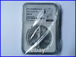 1 oz Silver Eagle Coin American Inventions Series Kev lar ASE MS70 2023